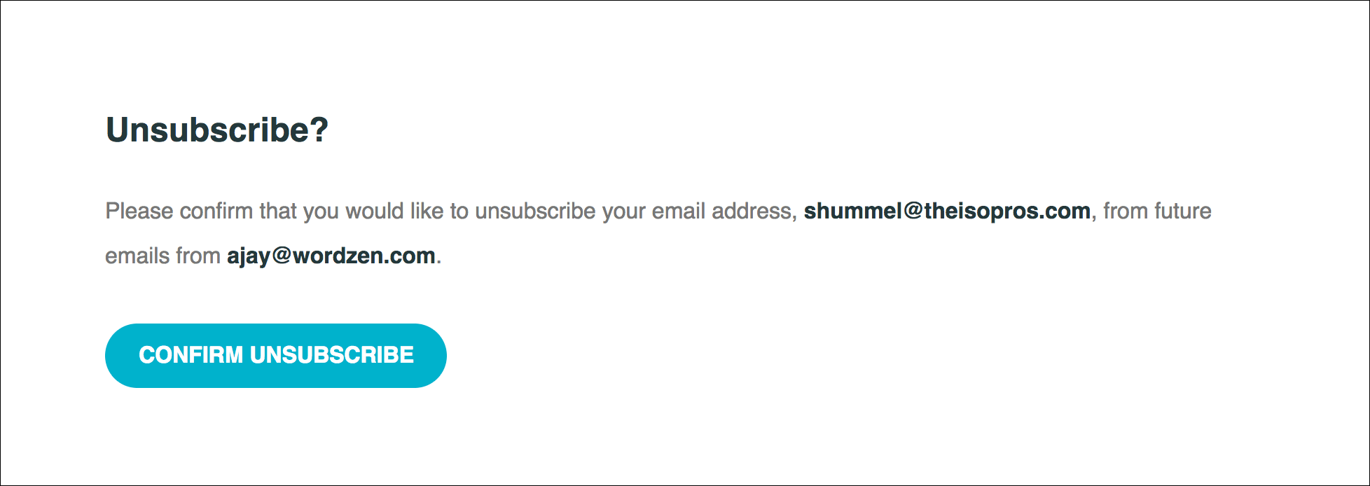 GMass Unsubscribe Page
