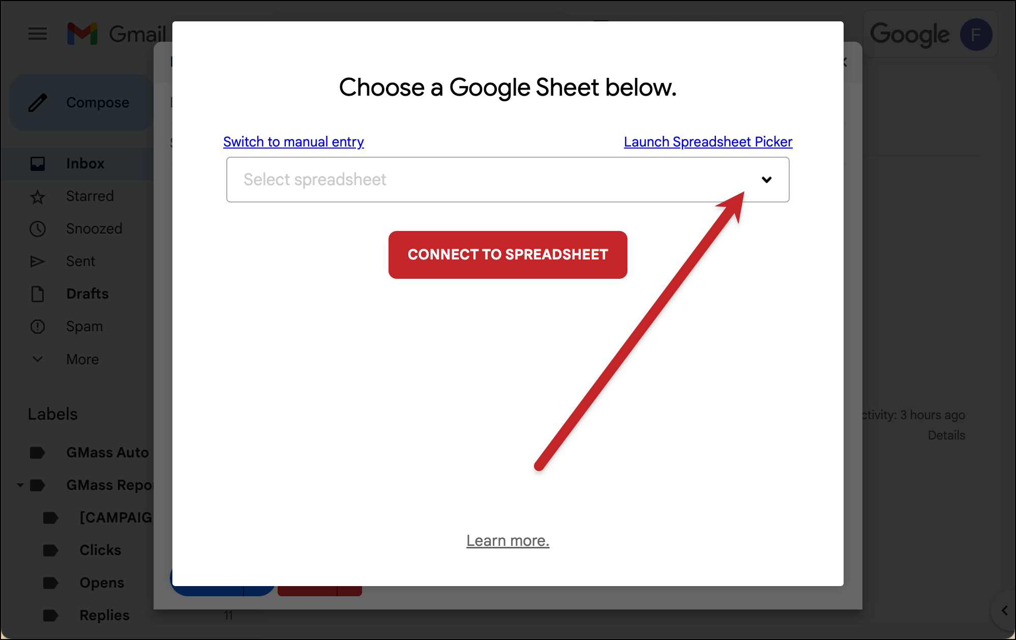 The dropdown menu