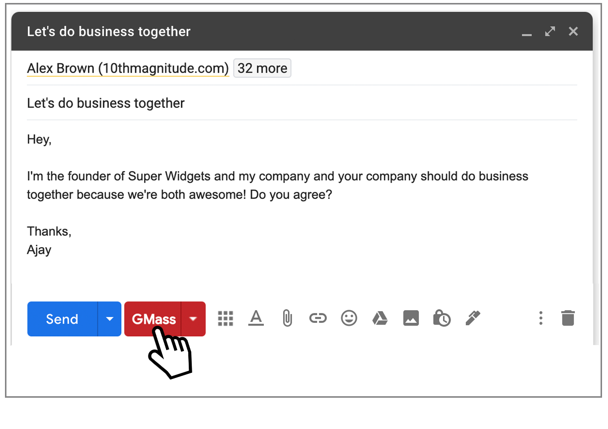 sample email using GMass button