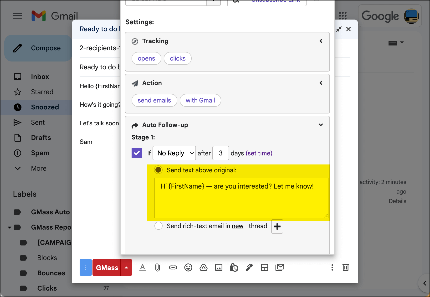 Send a plain text follow-up