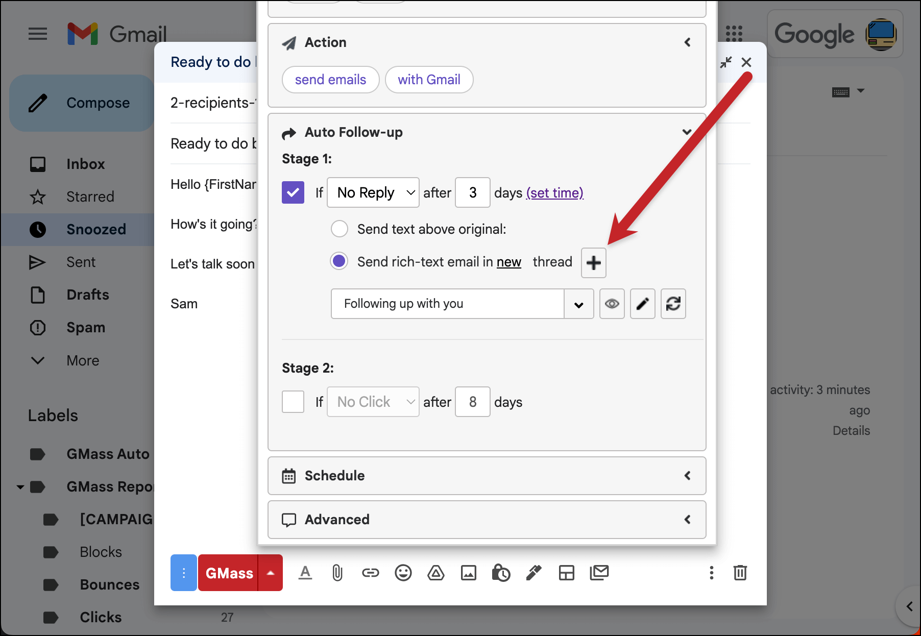 Click the plus sign to create a new template