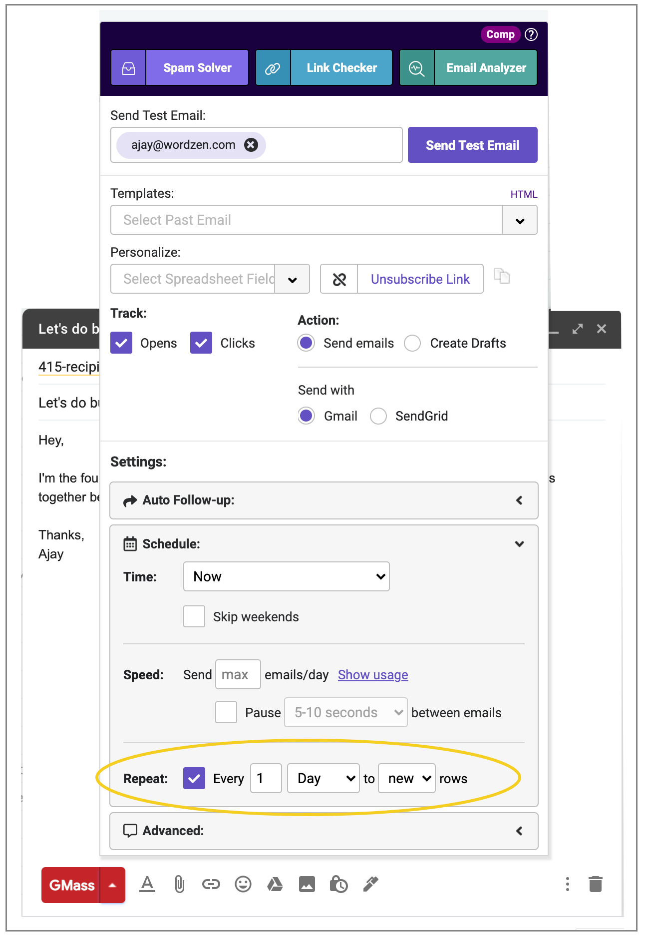 set up recurring automated emails