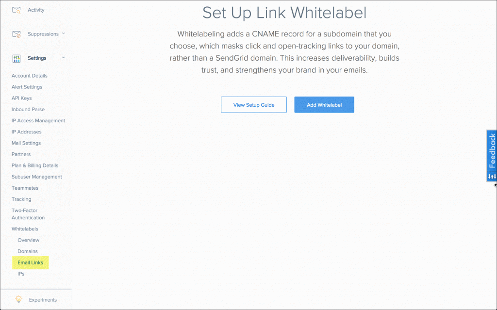 Sendgrid Link Whitelabel