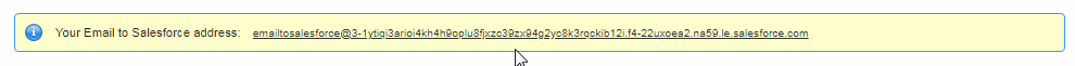 Showing message area indicating that My Email to Salesforce has been set up.