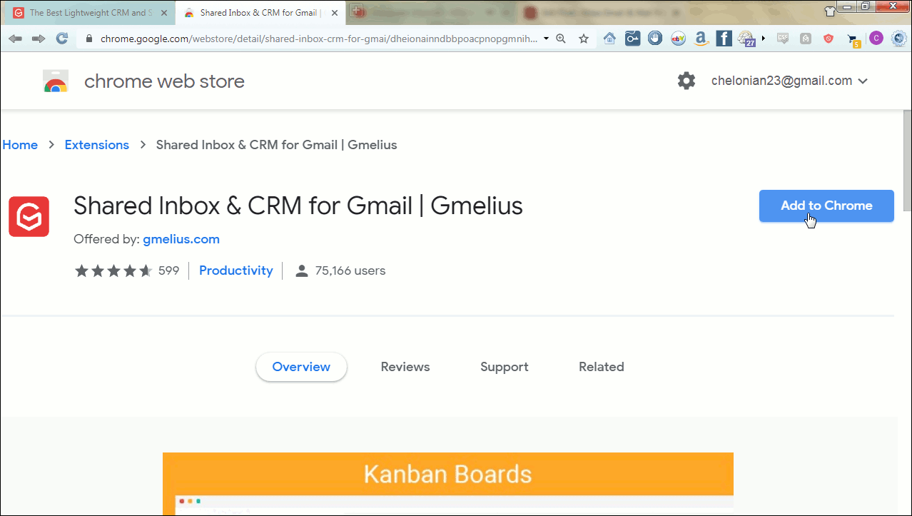 Gmelius also opens a browser tab.