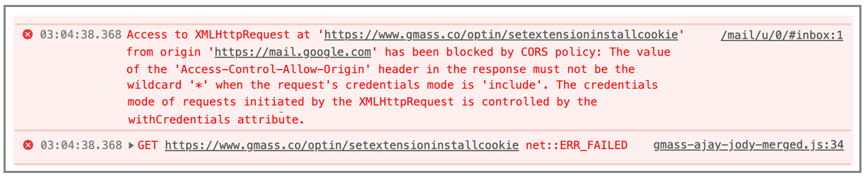 with credentials false