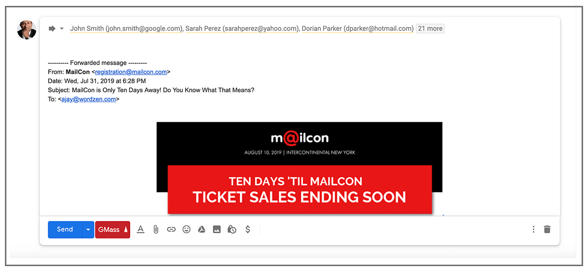 Email to be forwarded