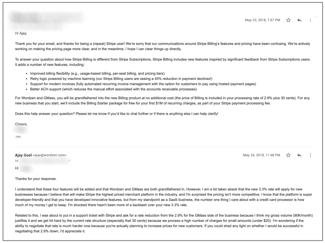 Stripe email thread continues