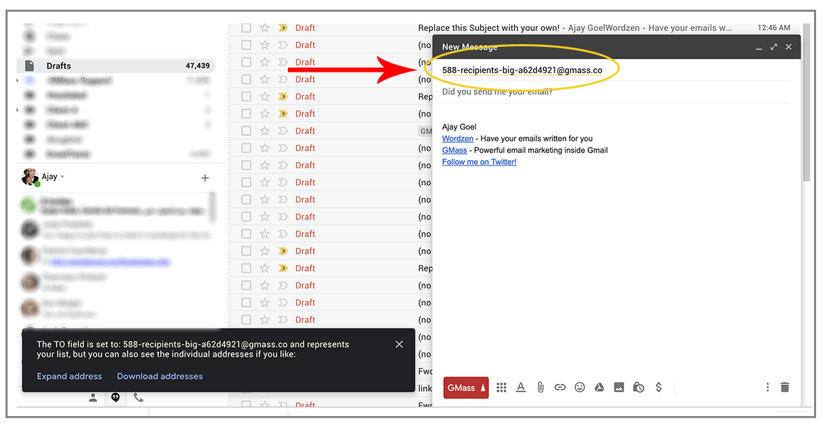 add email list to TO line