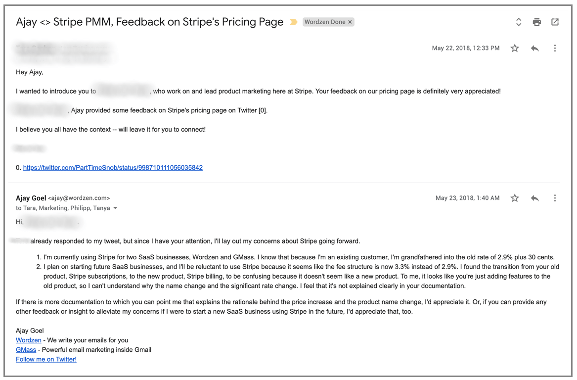 Stripe email