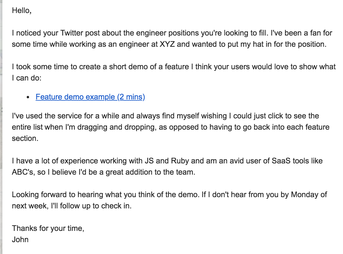 Cold emails for jobs - template 2
