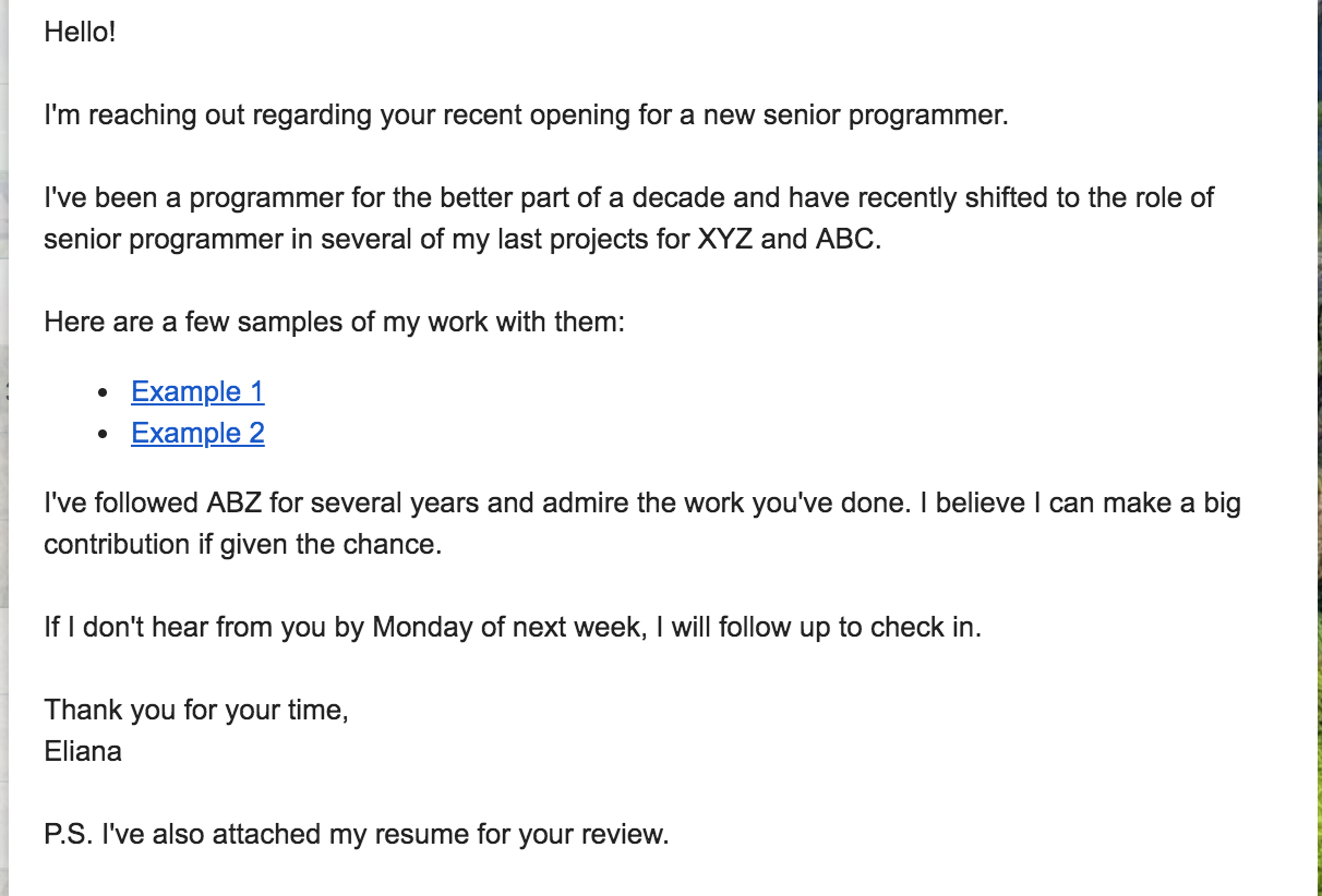 Cold emails for jobs - tip 10