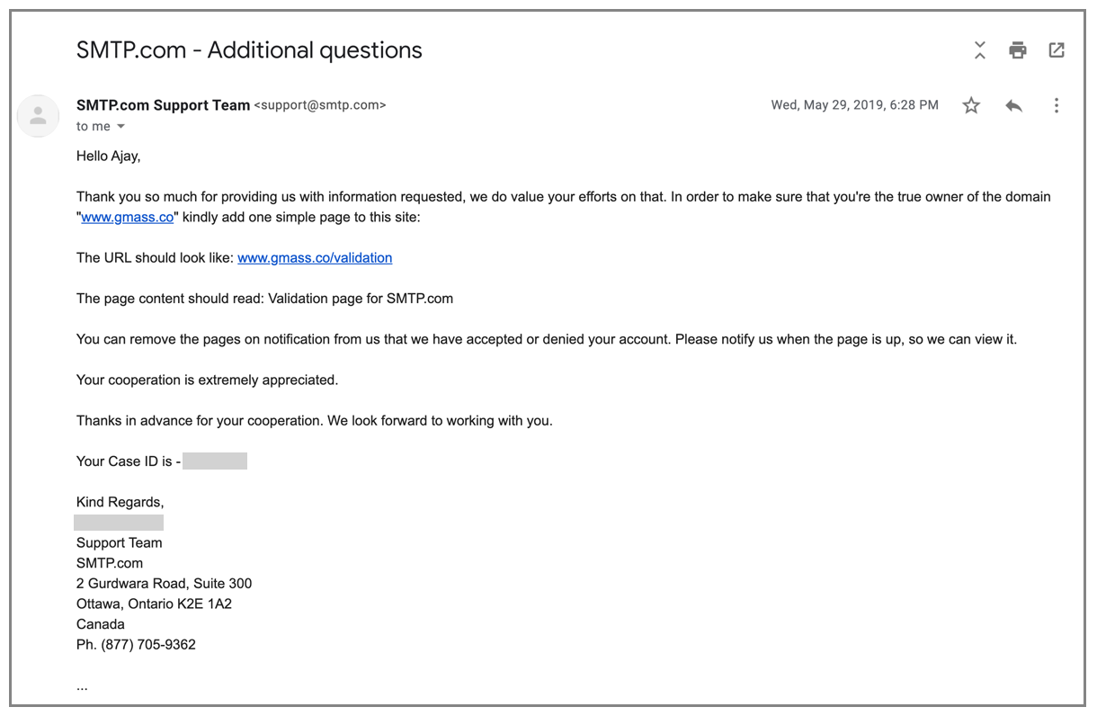 SMTP domain validation