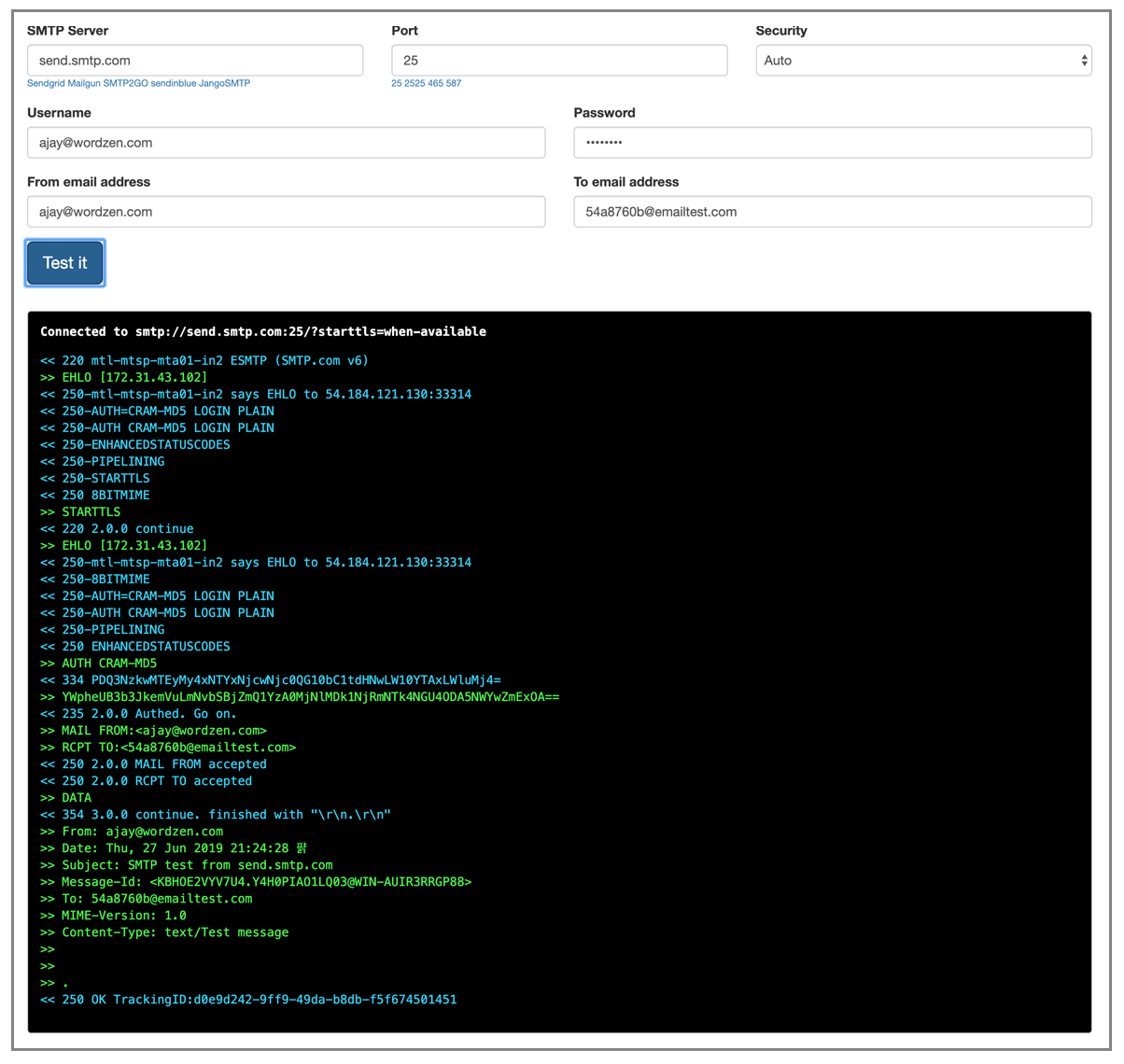 Proof of delivery to SMTP