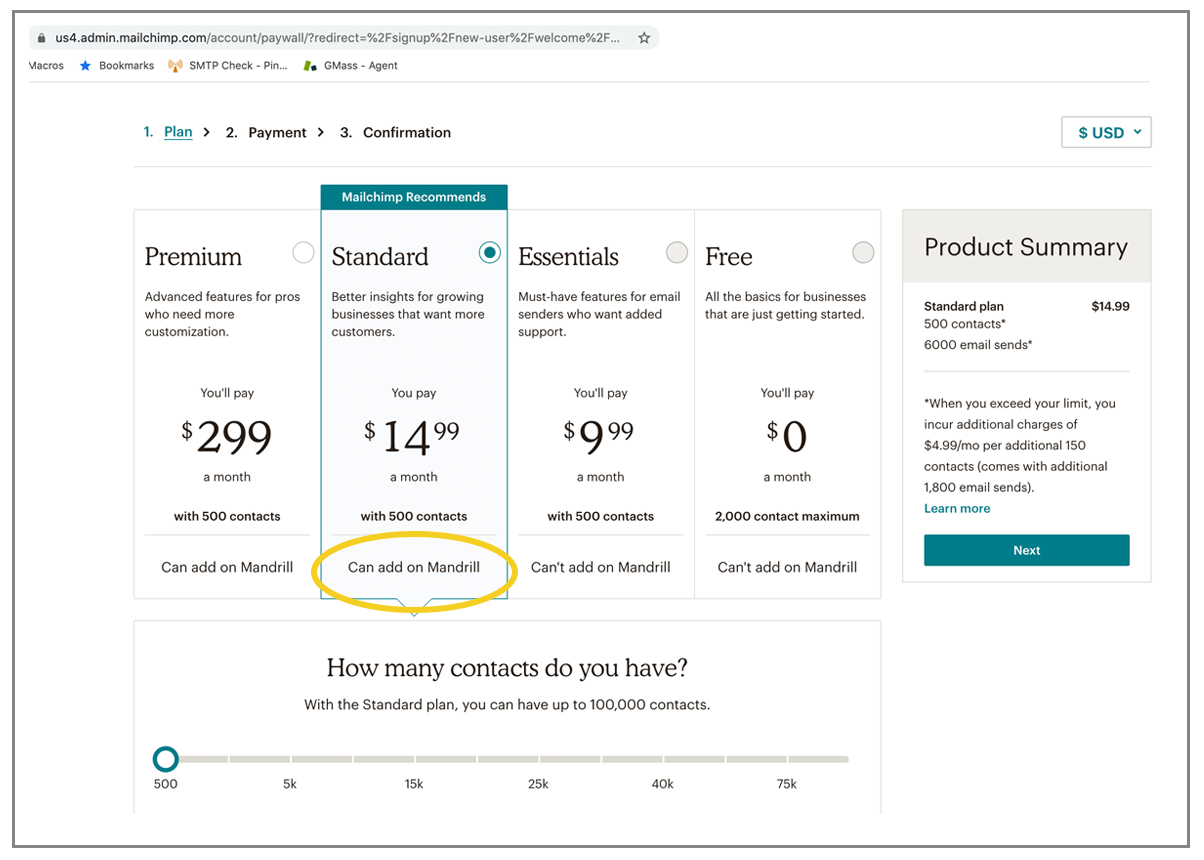 Add Mandrill to MailChimp