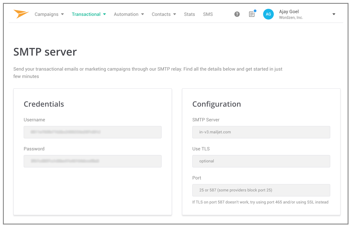 Mailjet SMTP