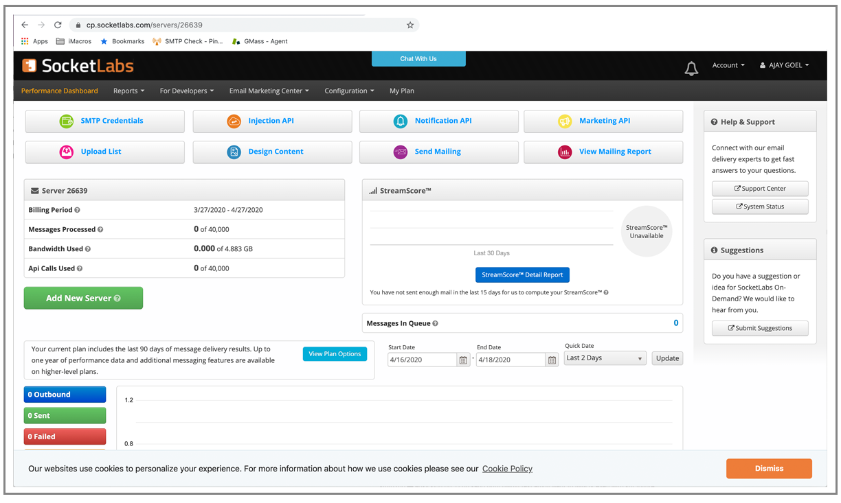 SocketLabs UI