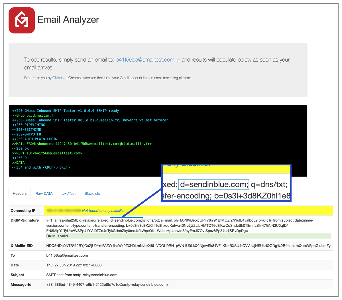 Sendinblue domain signature
