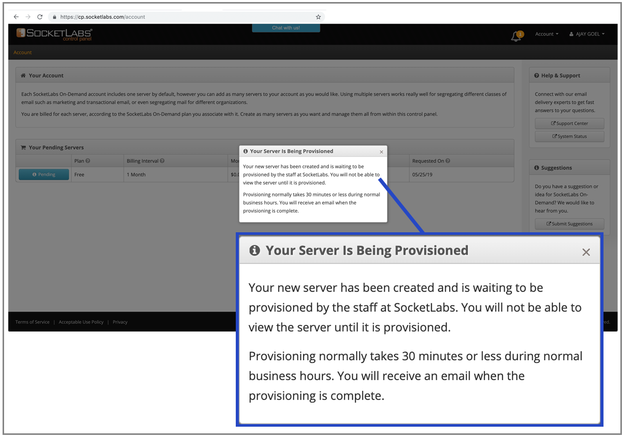 SocketLabs launch server