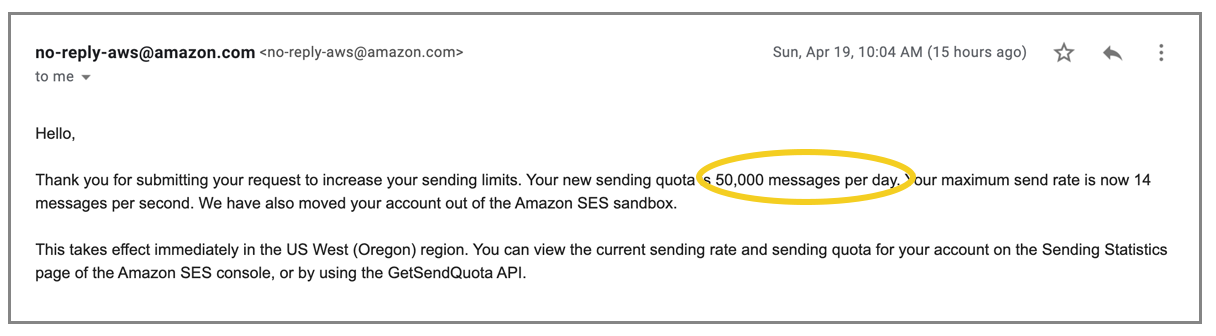Amazon SES sending limit
