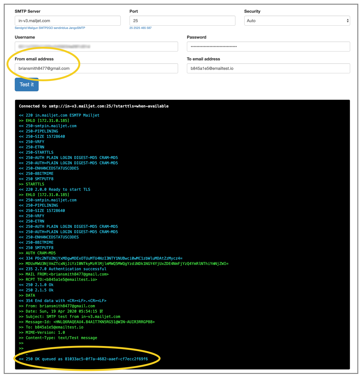 Mailjet verify FROM address