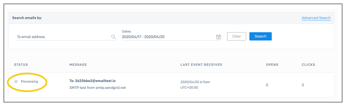 SendGrid pending email