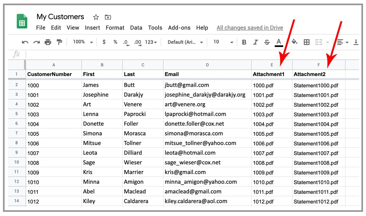 multiple personalized attachments