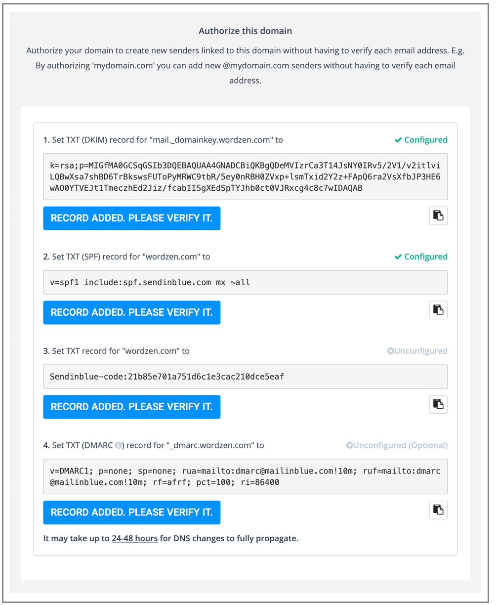 Sendinblue SPF instructions