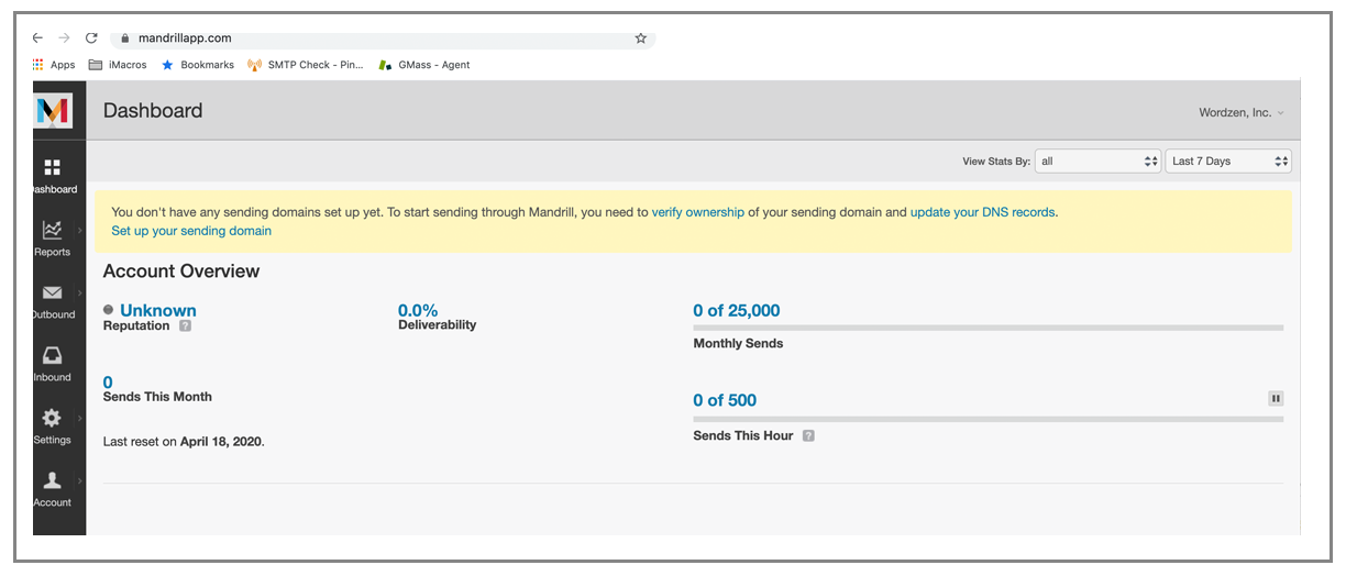 Mandrill set up sending domain
