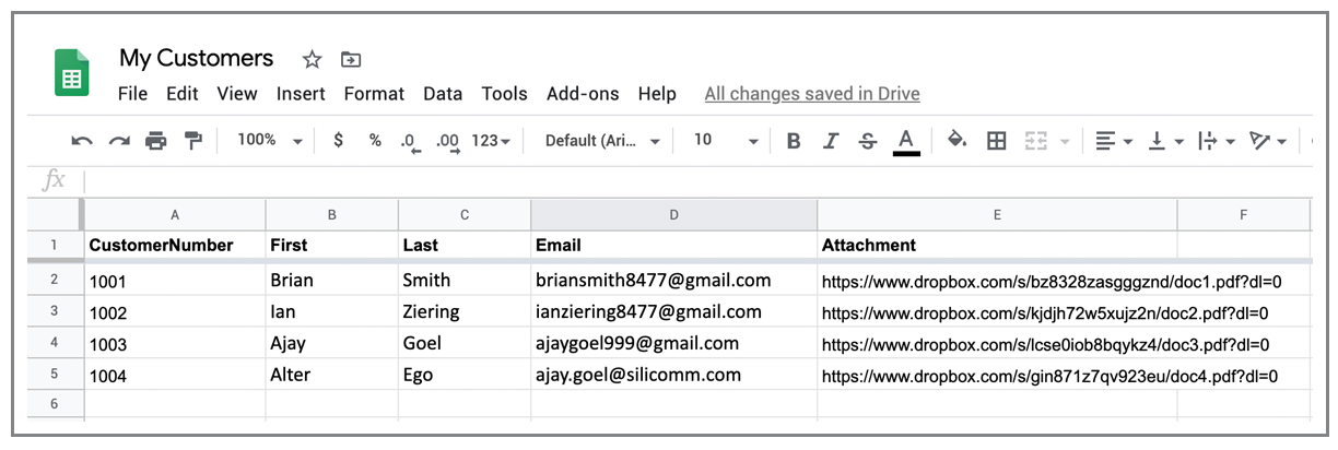 Google Sheet with manual Dropbox URLs
