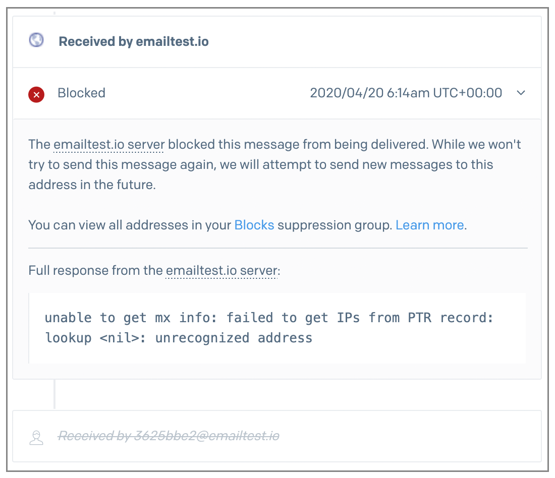 SendGrid email blocked