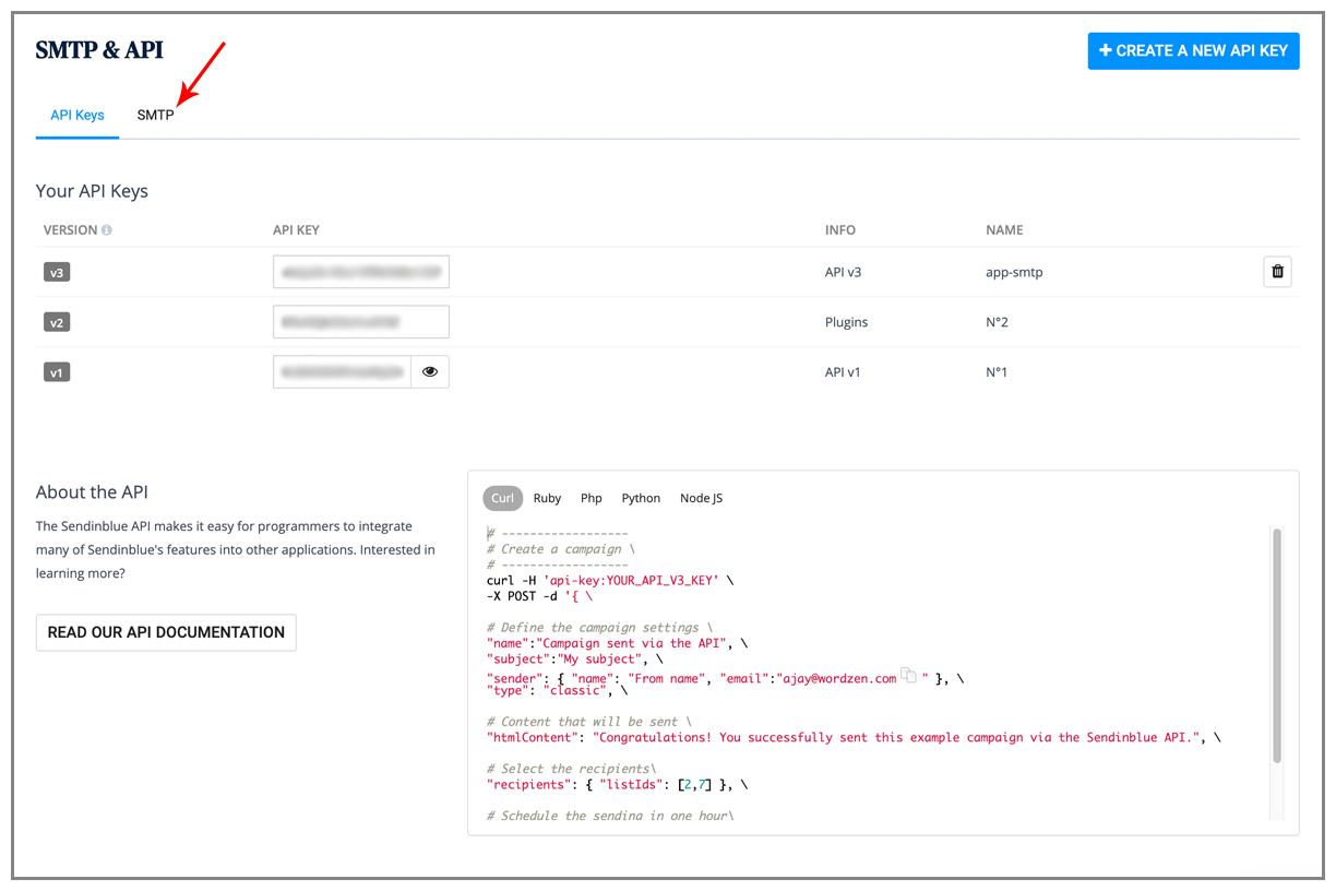 Sendinblue SMTP and API