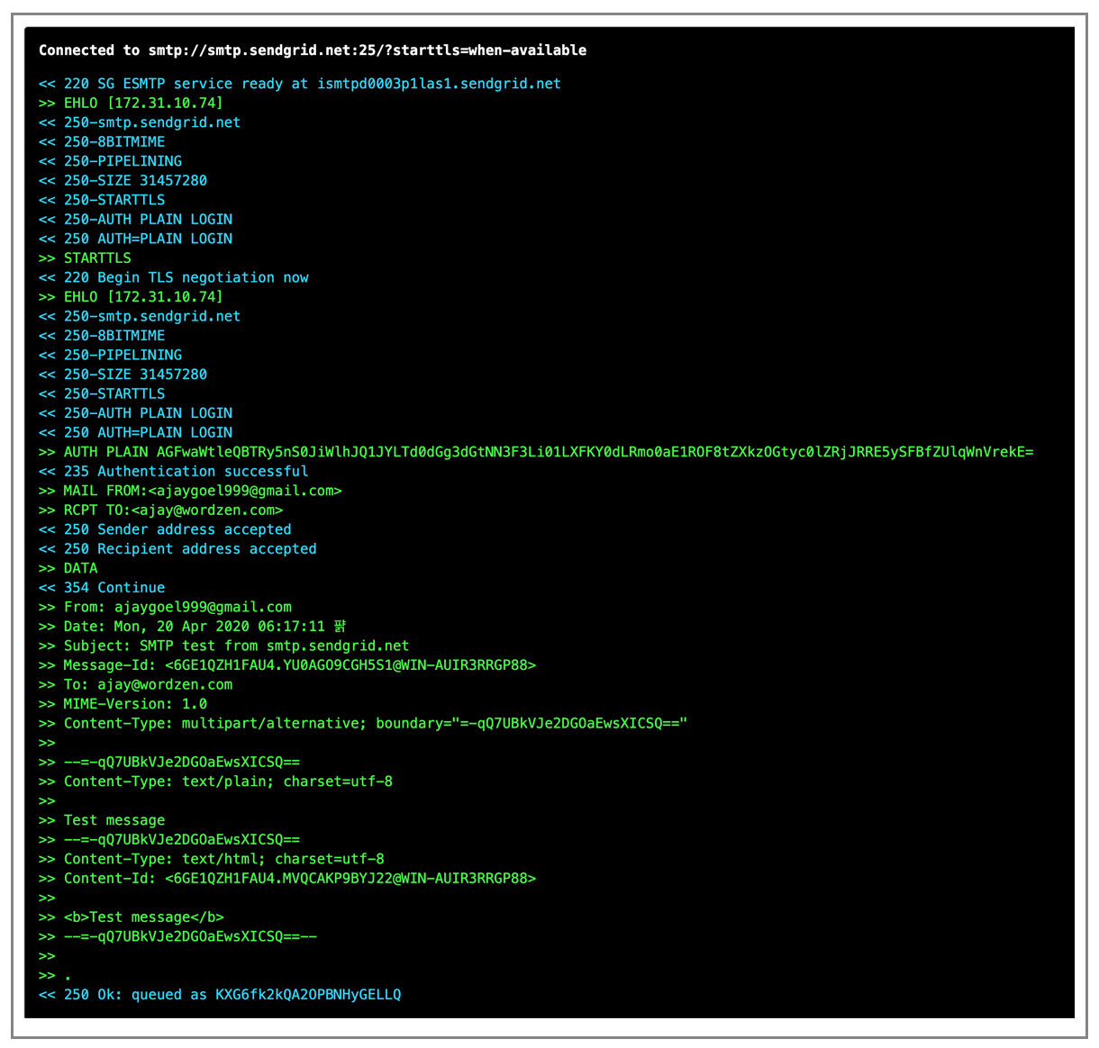SendGrid time to transmit
