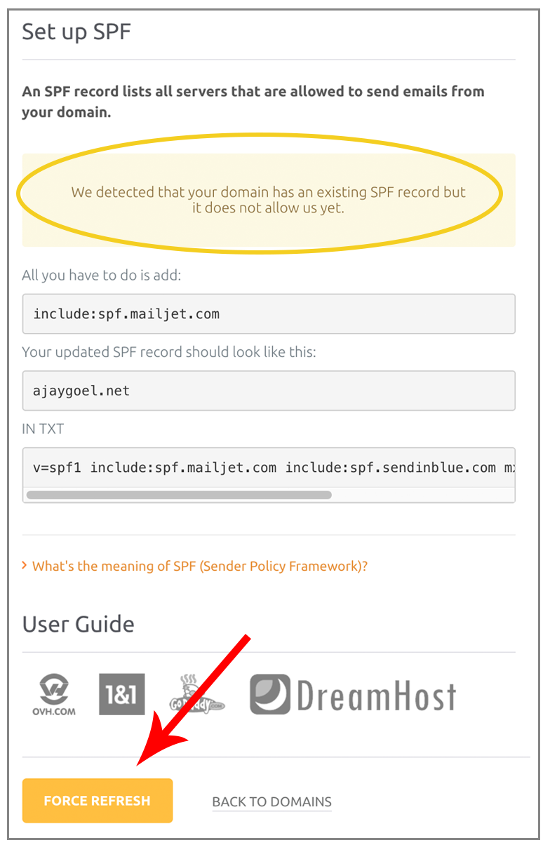 Mailjet force SPF validation