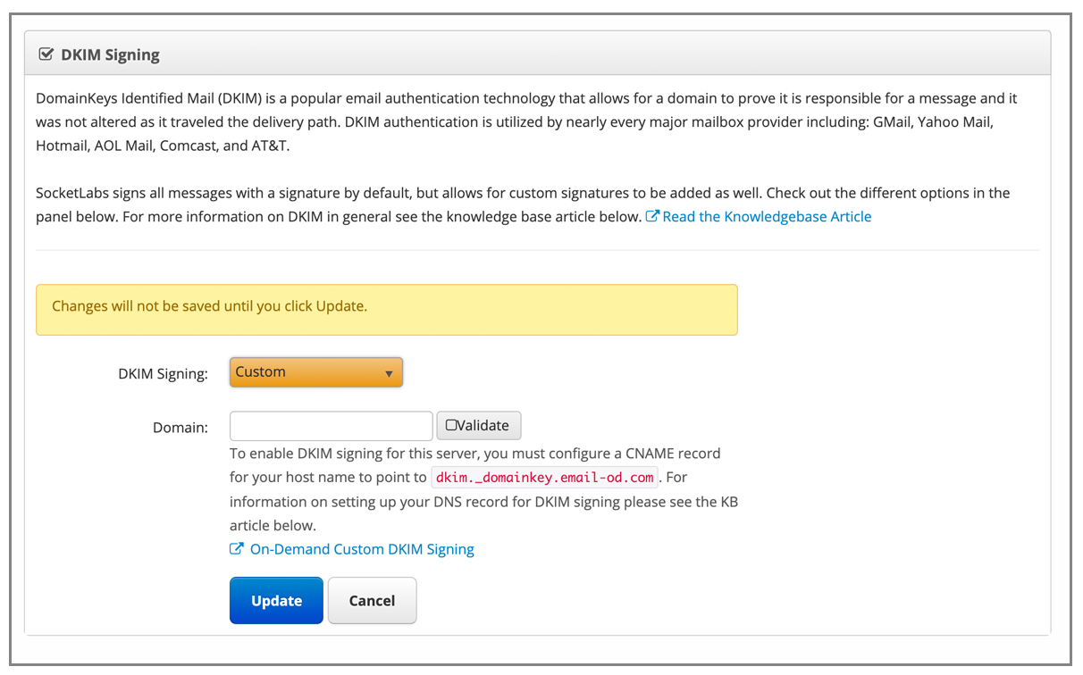 SocketLabs custom DKIM