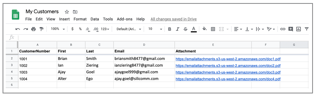 Google Sheet with Amazon bucket URLs