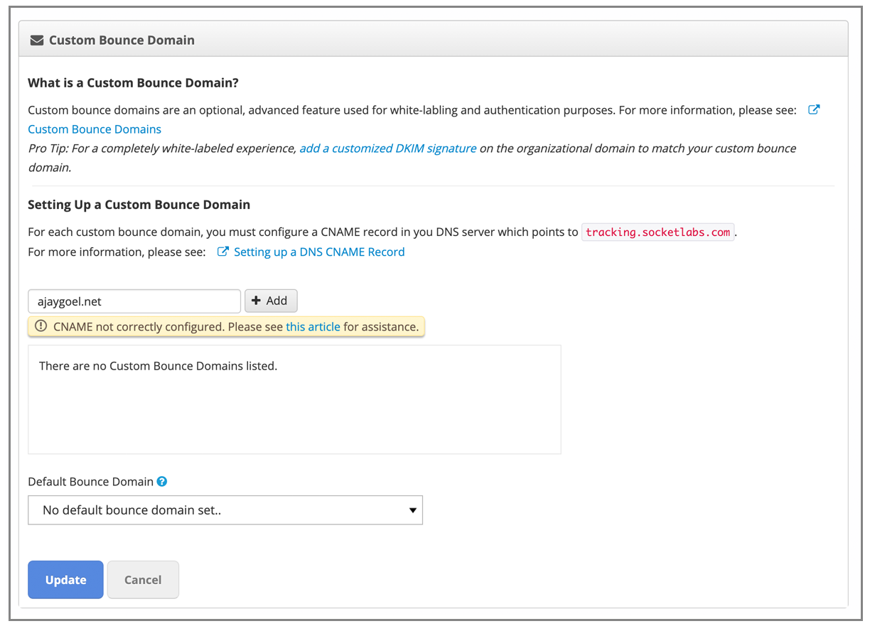 SocketLabs custom MAIL-TO