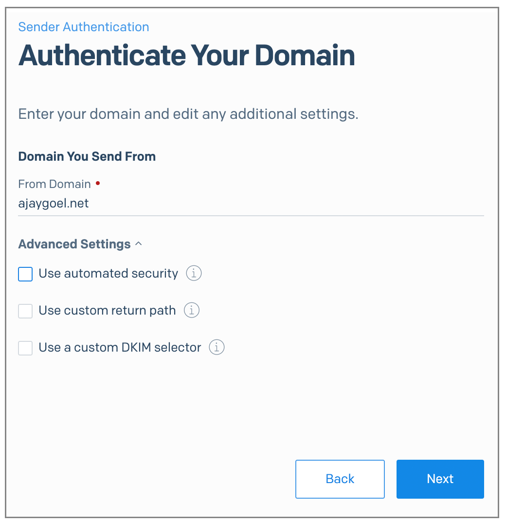 SendGrid From Domain
