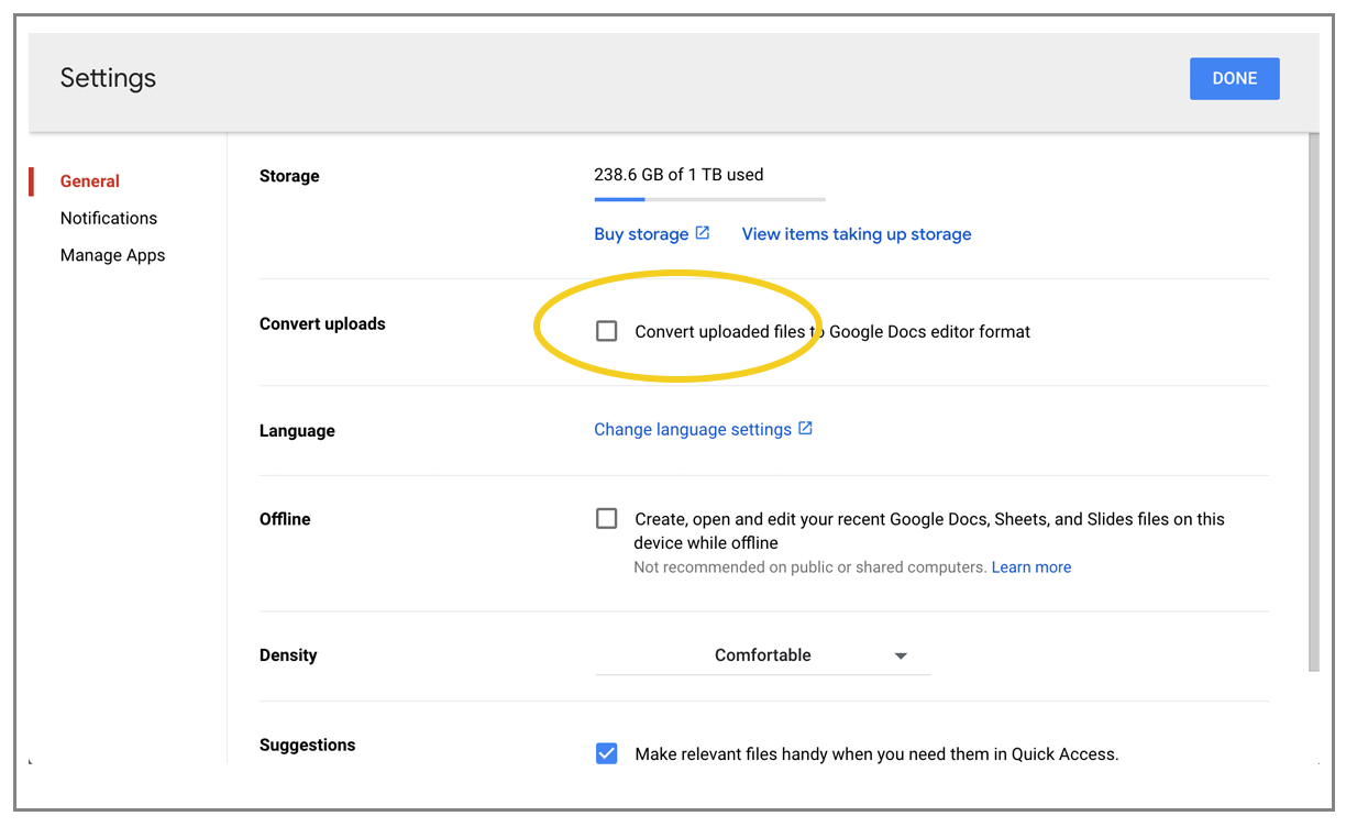 UNCHECK convert uploaded files