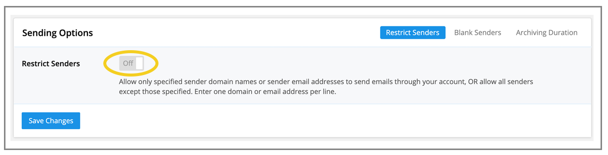 SMTP2GO does not restrict senders