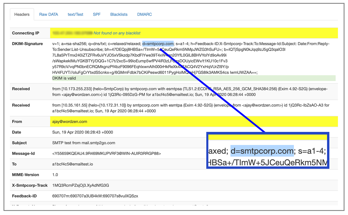 SMTP2GO DKIM signature