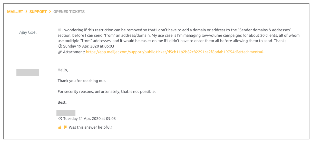 Mailjet customer service