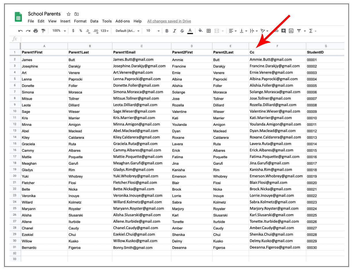 Google Sheet for Two Email Addresses Per Mass Email