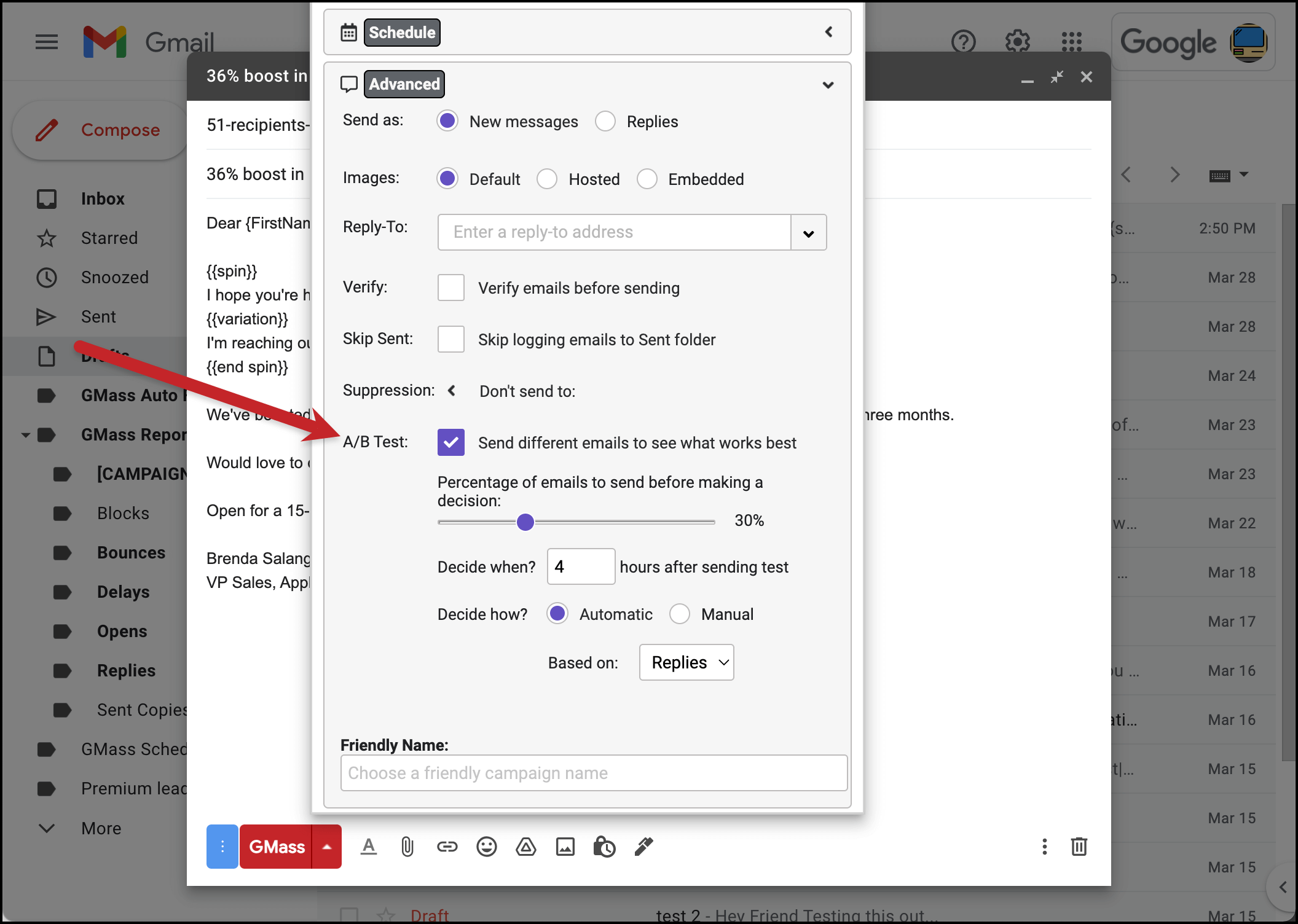 Choosing A/B test settings