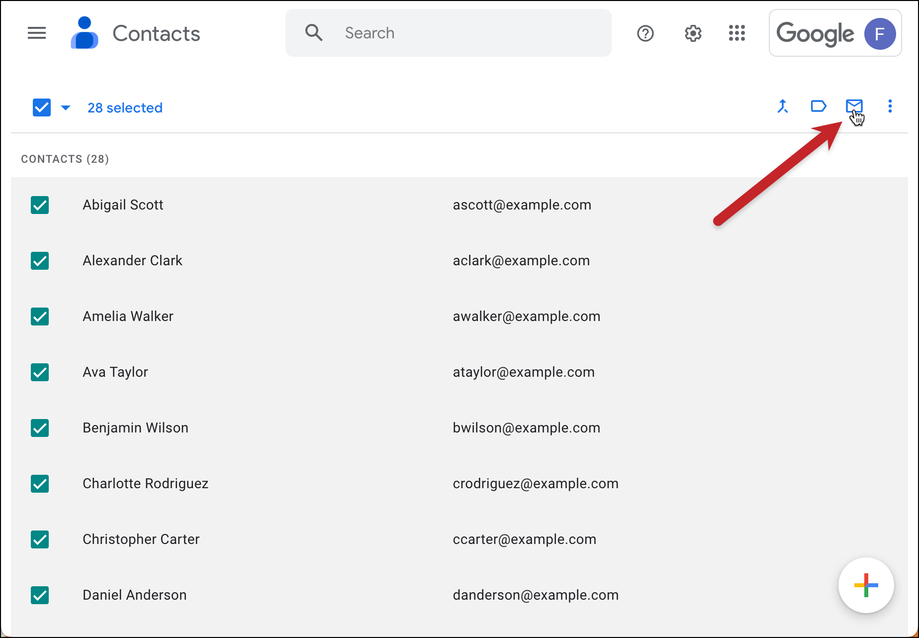 Send email to Gmail contacts