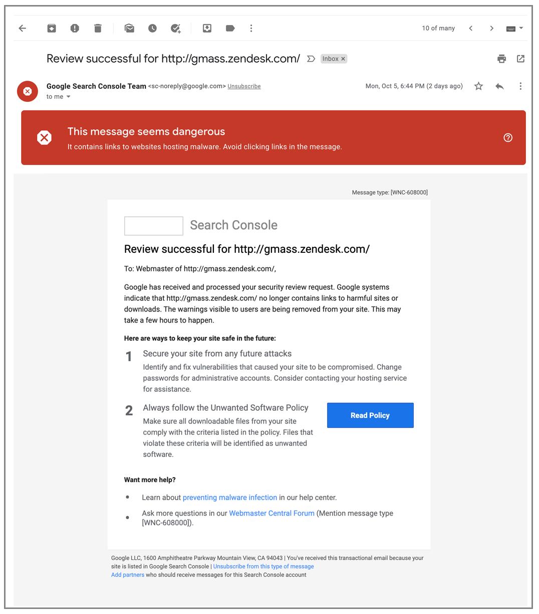 Google review successful