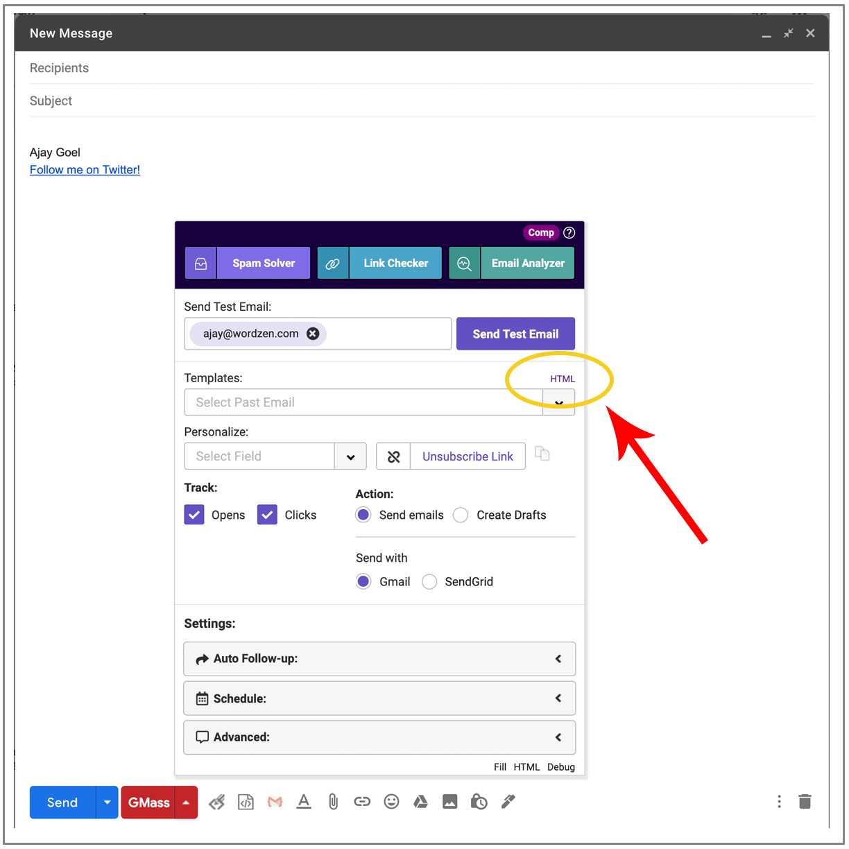 GMass HTML widget