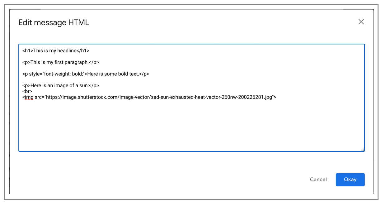paste custom HTML