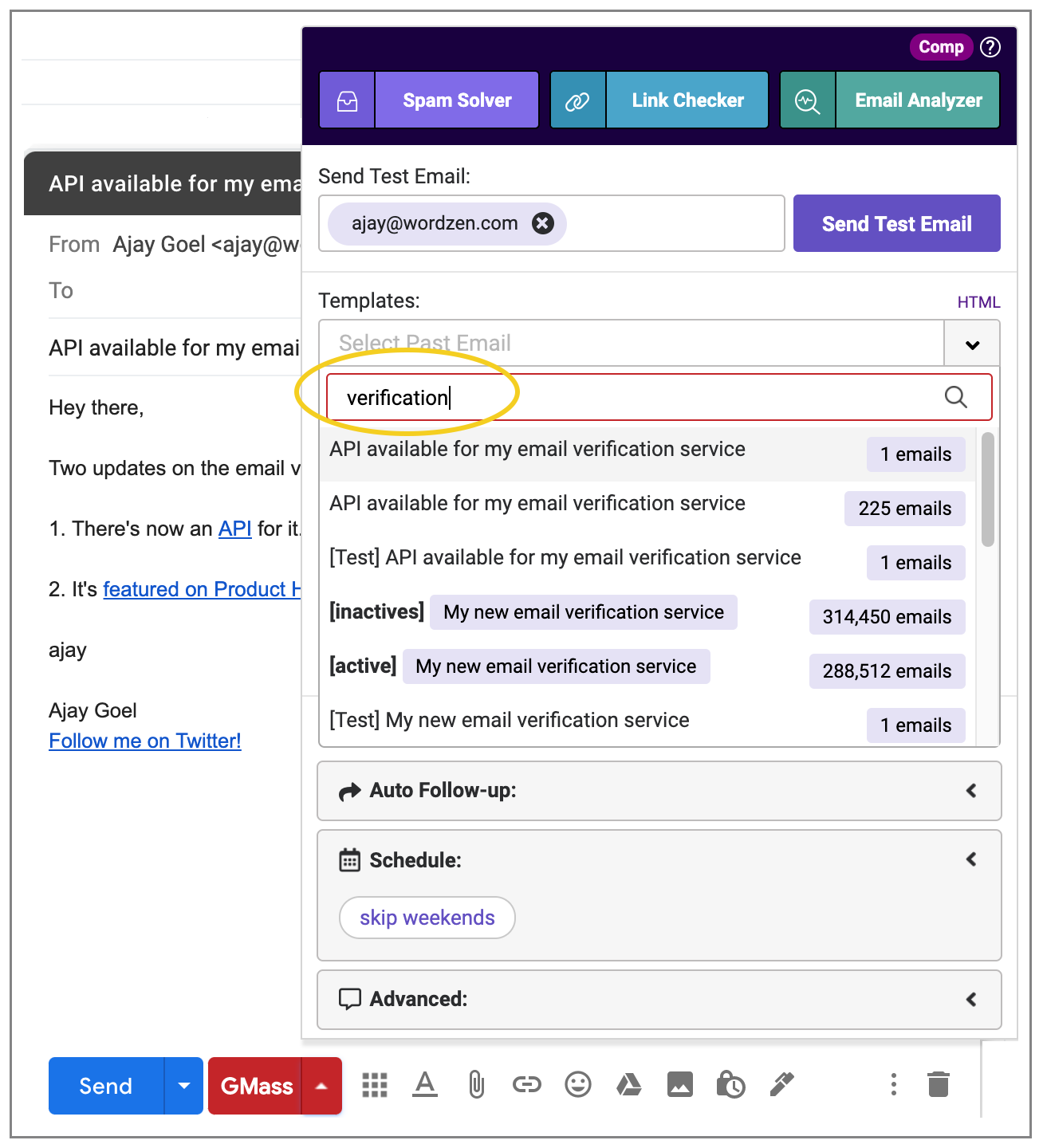 searching for email template