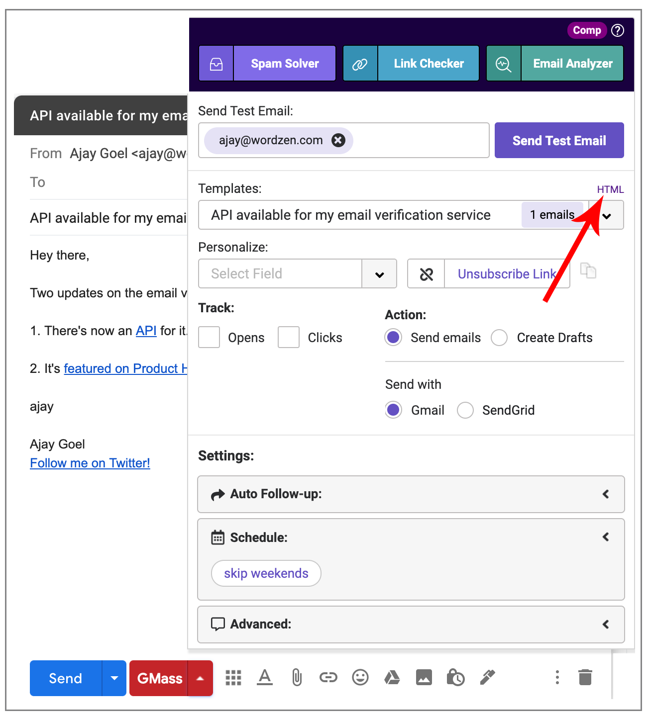 modify email HTML